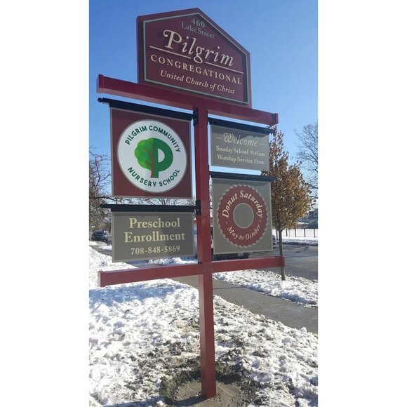 Pilgrim Congregational Church Centennial Commemorative Plate 1874-1974 Gold Trim - Picture 6 of 7